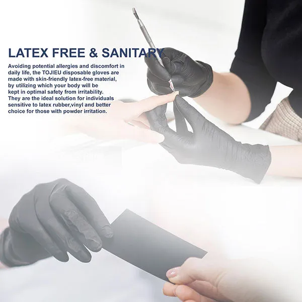 TOJIEU®, Disposable Medical Nitrile Examination Gloves, Black, XL (200 Count)