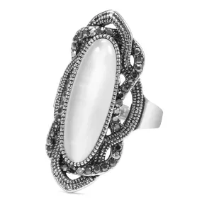 Top Quality Bohemian Style White Opal Ring