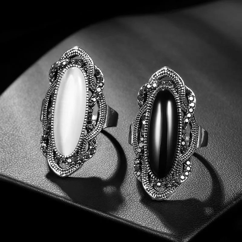 Top Quality Bohemian Style White Opal Ring