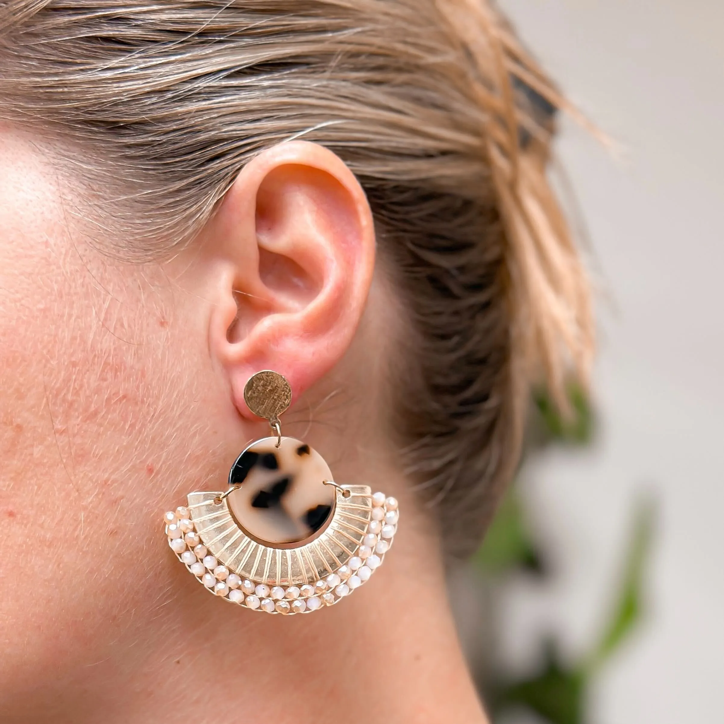 Tortoise Disc Dangle Earrings