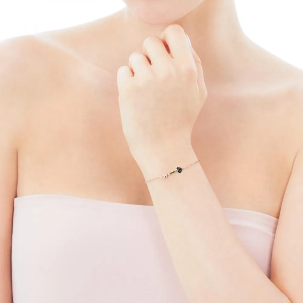 Tous Rose Gold Vermeil San Valentín key Bracelet with Gemstones 915301530