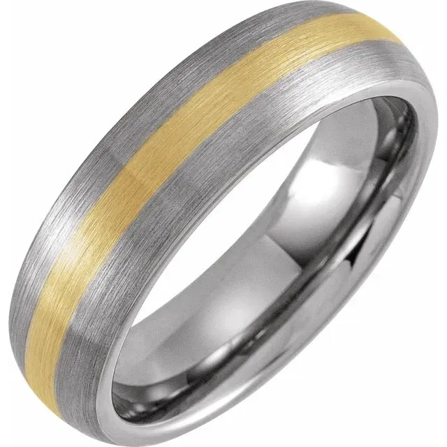 Tungsten & 18K Yellow Gold PVD 6 mm Domed Band