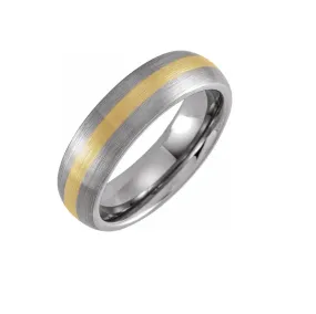 Tungsten & 18K Yellow Gold PVD 6 mm Domed Band