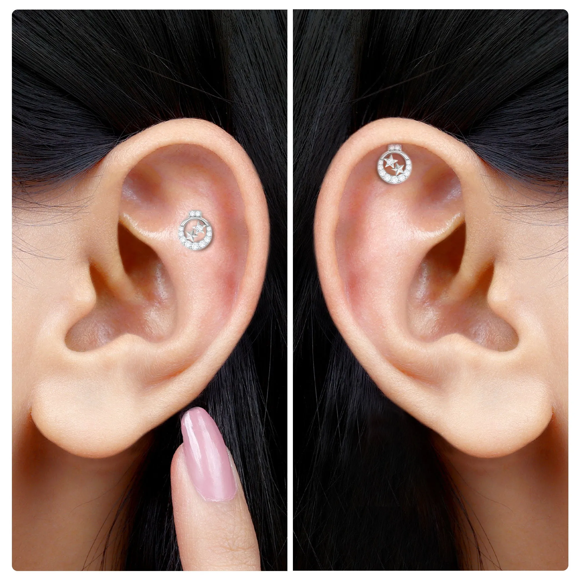 Unique Diamond Gold Star Cartilage Earring