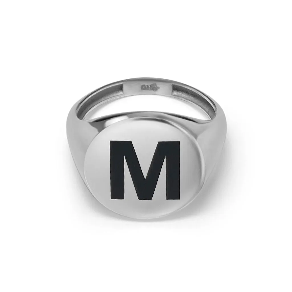 Unisex Signet Personalised Enamel Initial Ring