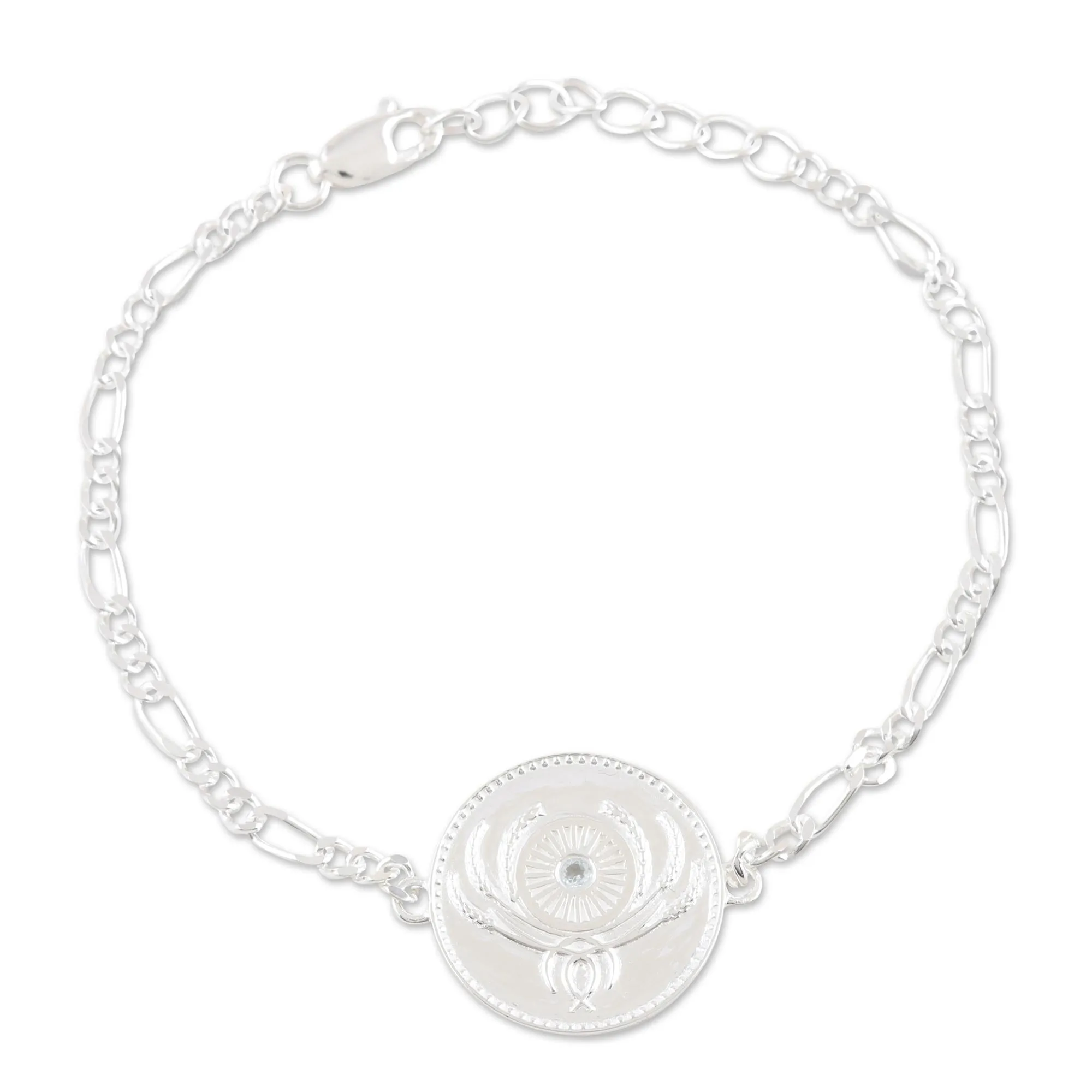 Uniting People Indian Sterling Silver and Blue Topaz Unity Bracelet