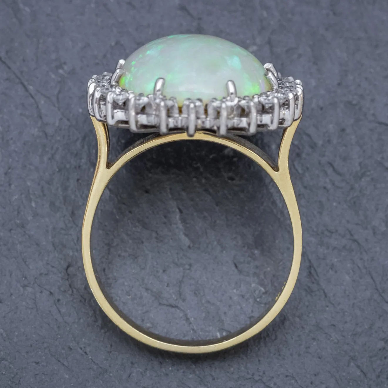 Vintage 12Ct Natural Opal Cluster Ring 18Ct Gold Circa 1960