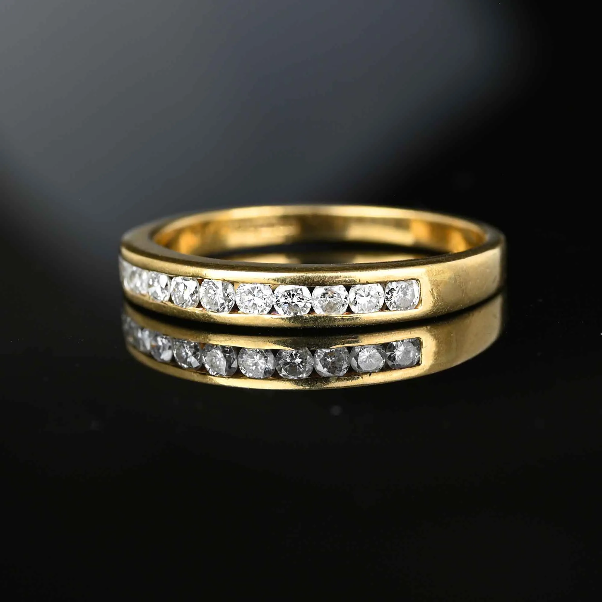 Vintage Gold Half Eternity Diamond Ring Band