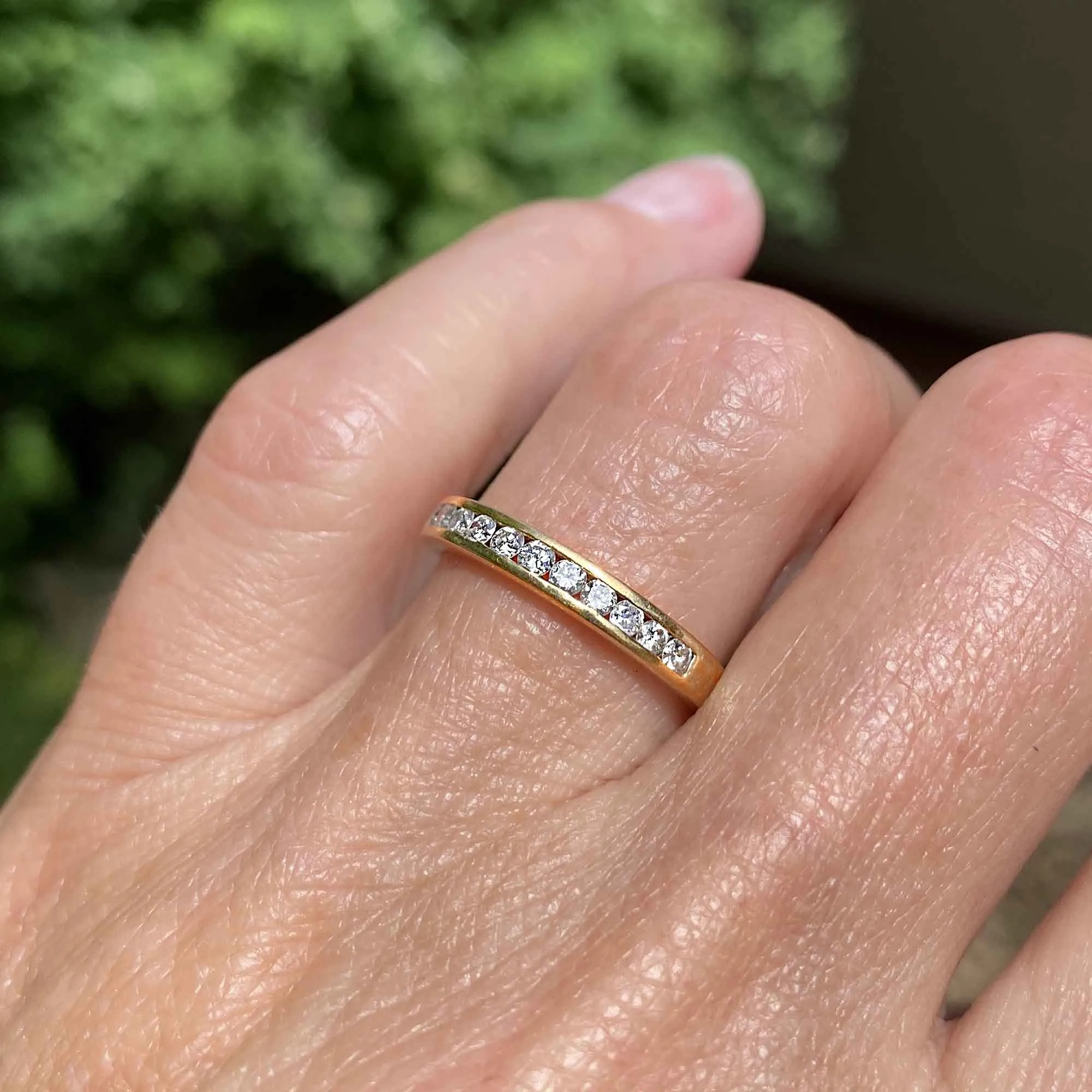 Vintage Gold Half Eternity Diamond Ring Band