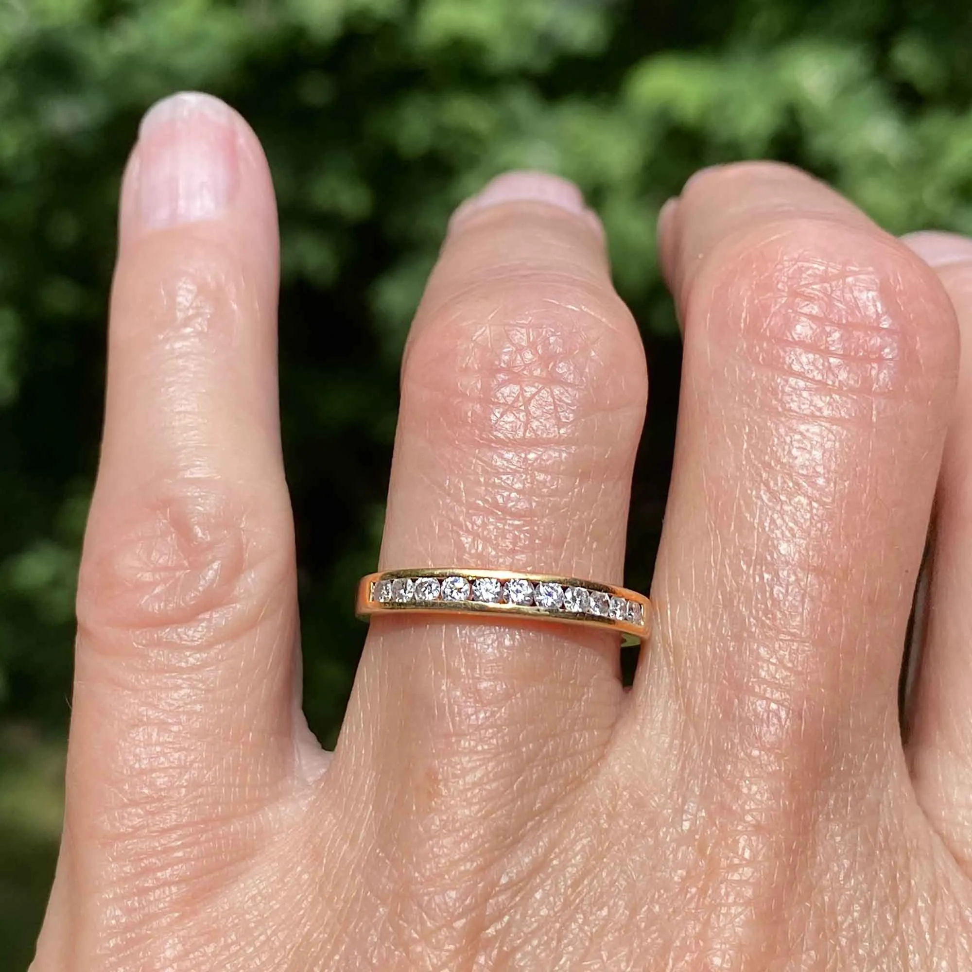 Vintage Gold Half Eternity Diamond Ring Band