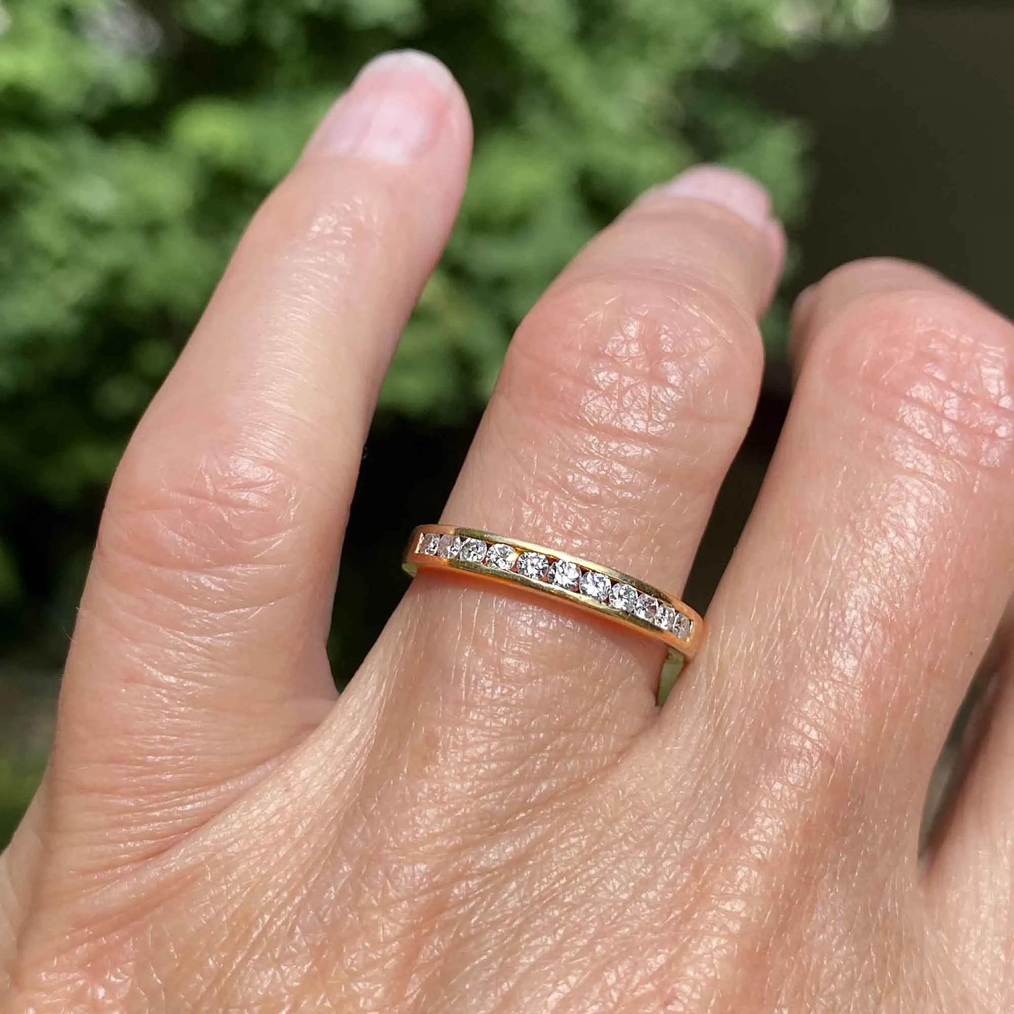 Vintage Gold Half Eternity Diamond Ring Band