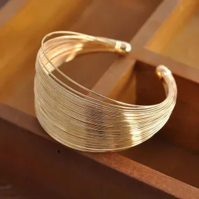 Vintage Gold Multi-Layer Wide Cuff Bracelet