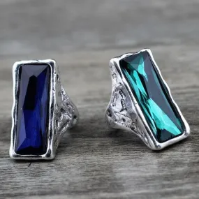 Vintage Retro Big Square Crystal Wedding Ring