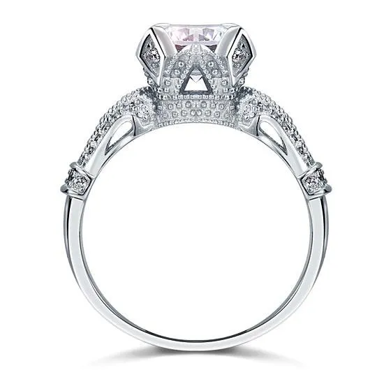 Vintage Victorian Style 2 Carat Simulated Diamond 925 Sterling Silver Wedding Engagement Ring