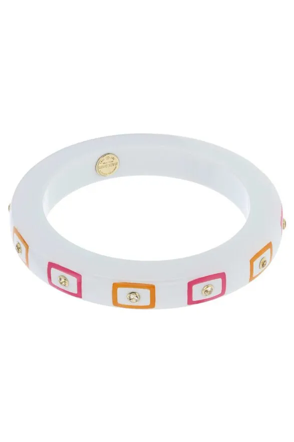 White Topaz Pink Orange Bakelite Bangle