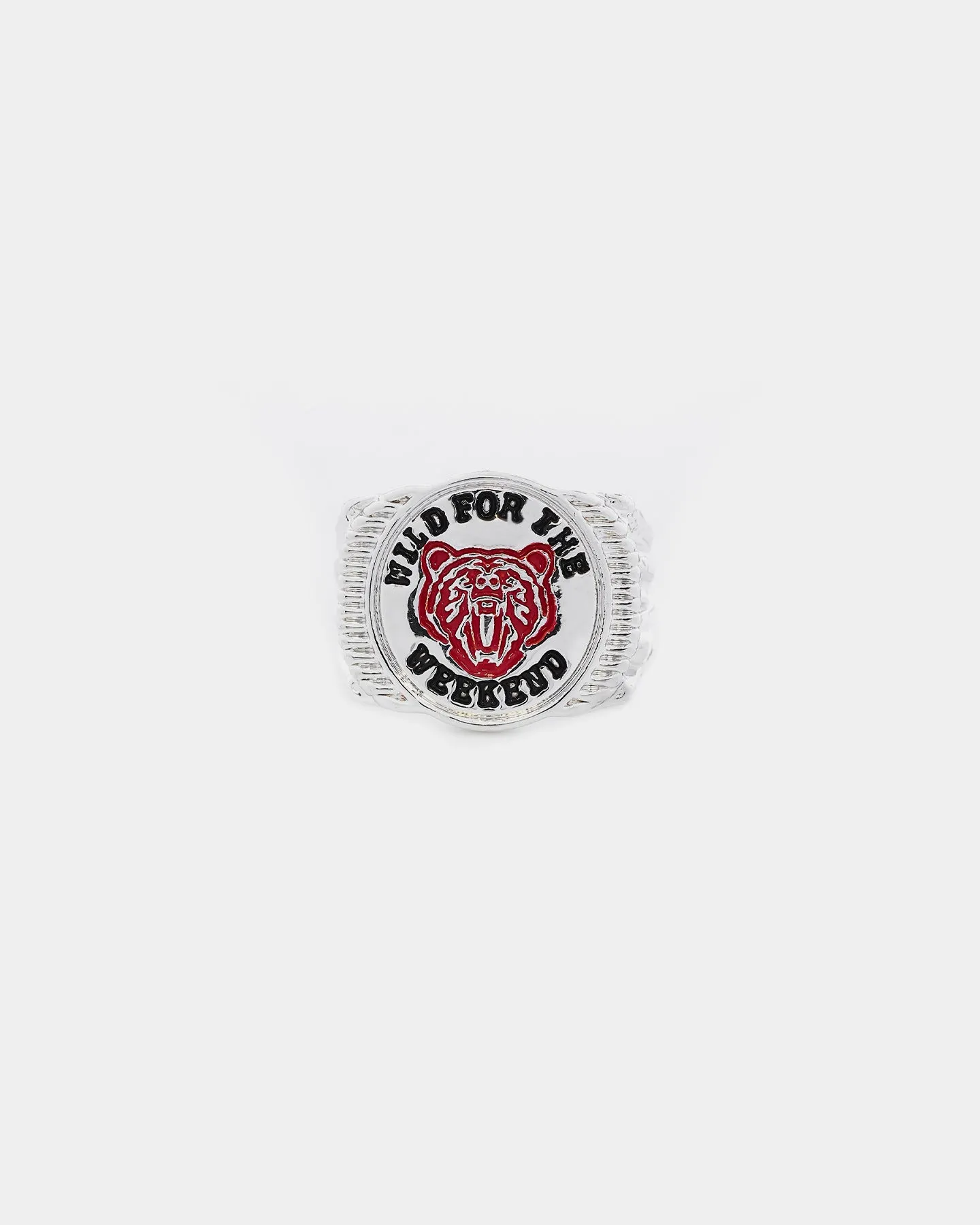 Wild For The Weekend Baller Bear Coin Signet Ring (Medium) Silver