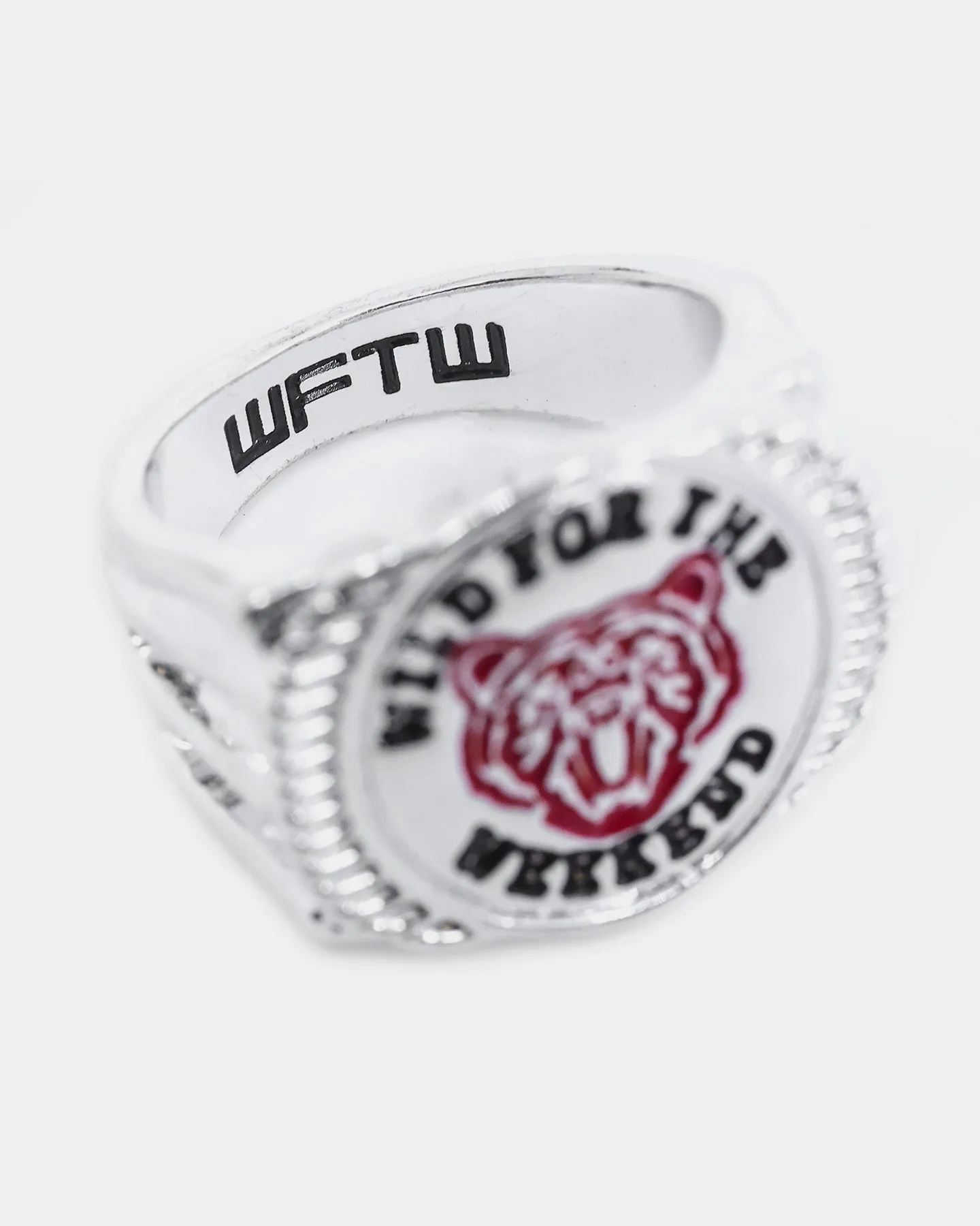 Wild For The Weekend Baller Bear Coin Signet Ring (Medium) Silver
