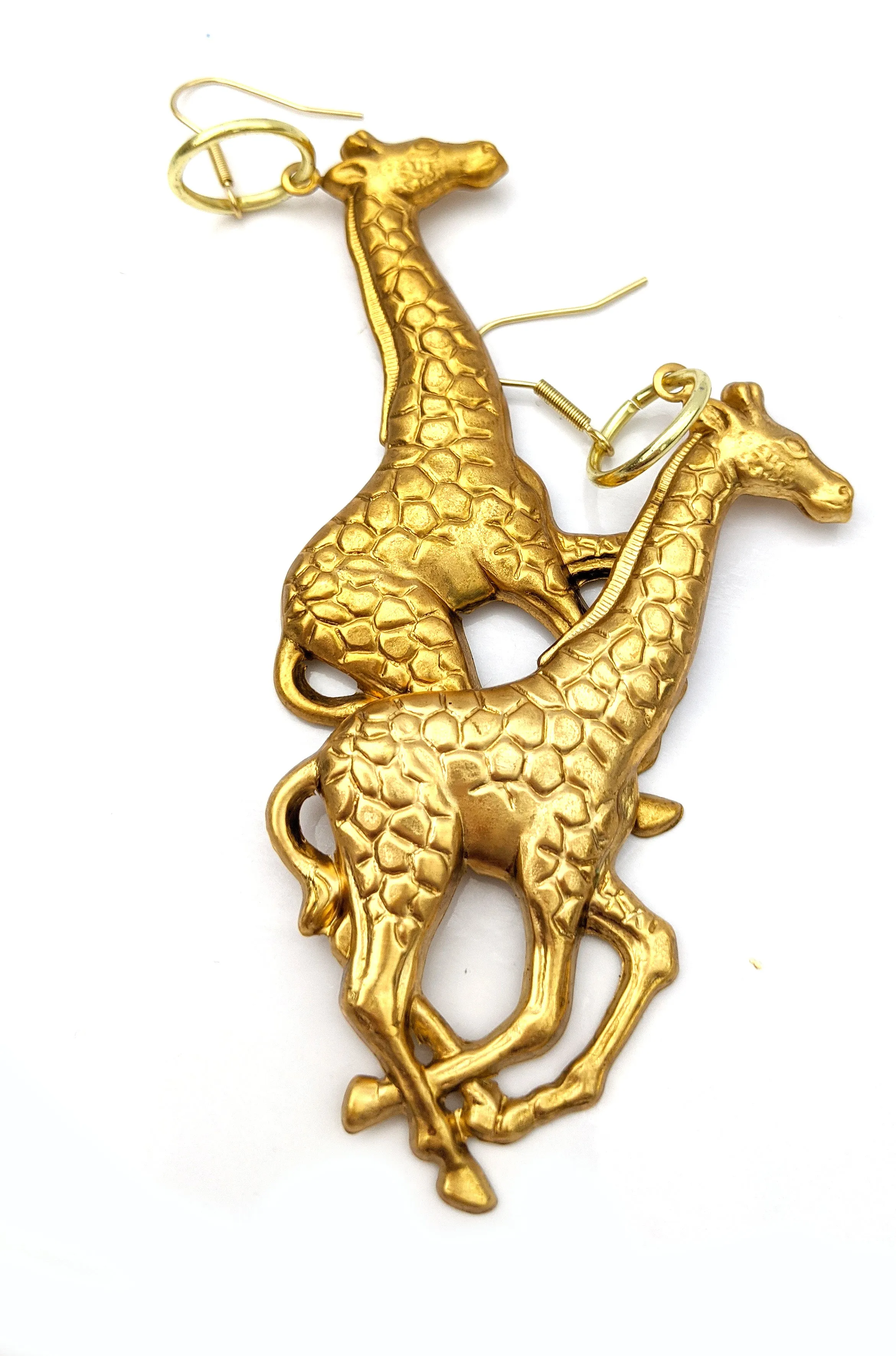 XL Gold-Plated Giraffe Earrings - Bold Fashion Statement - Designed by Award-Winning Artist Sugar Gay Isber