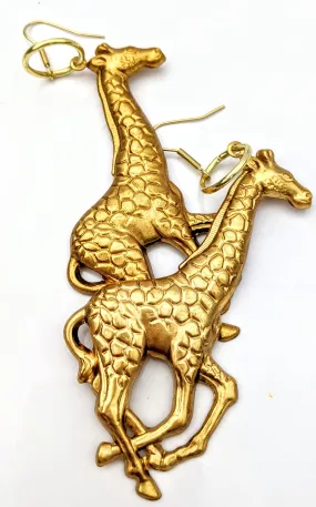 XL Gold-Plated Giraffe Earrings - Bold Fashion Statement - Designed by Award-Winning Artist Sugar Gay Isber