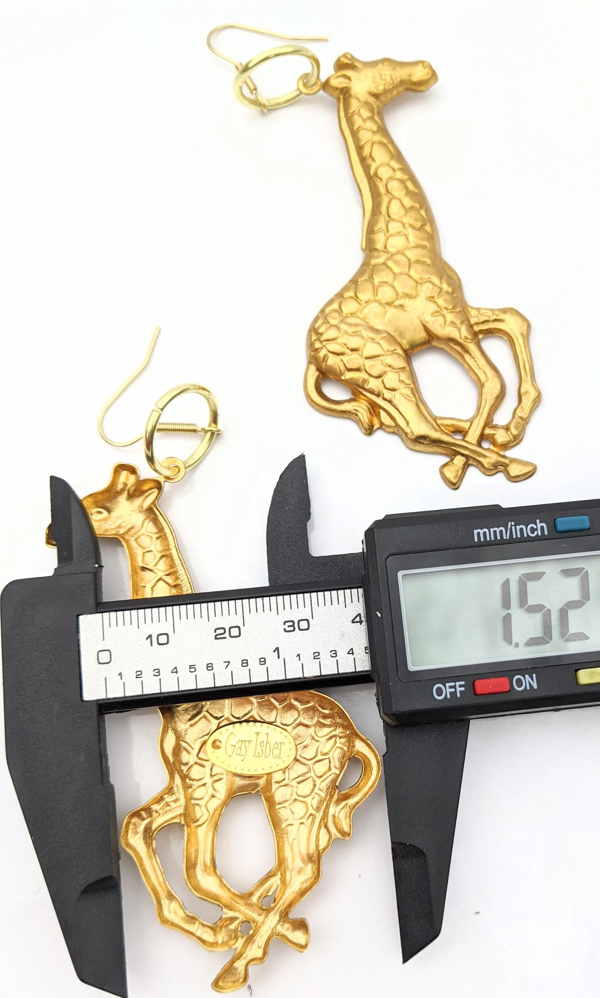 XL Gold-Plated Giraffe Earrings - Bold Fashion Statement - Designed by Award-Winning Artist Sugar Gay Isber