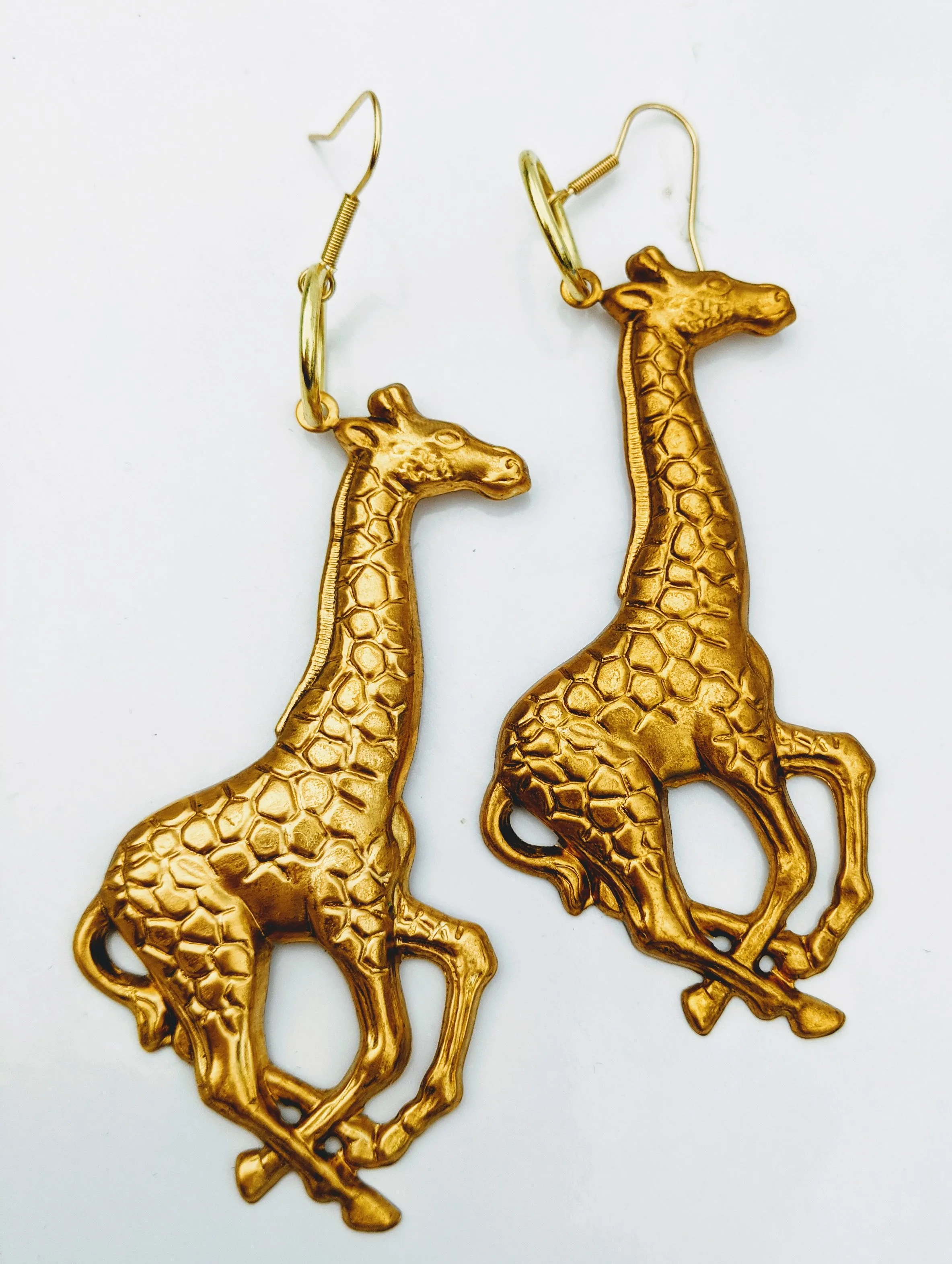 XL Gold-Plated Giraffe Earrings - Bold Fashion Statement - Designed by Award-Winning Artist Sugar Gay Isber