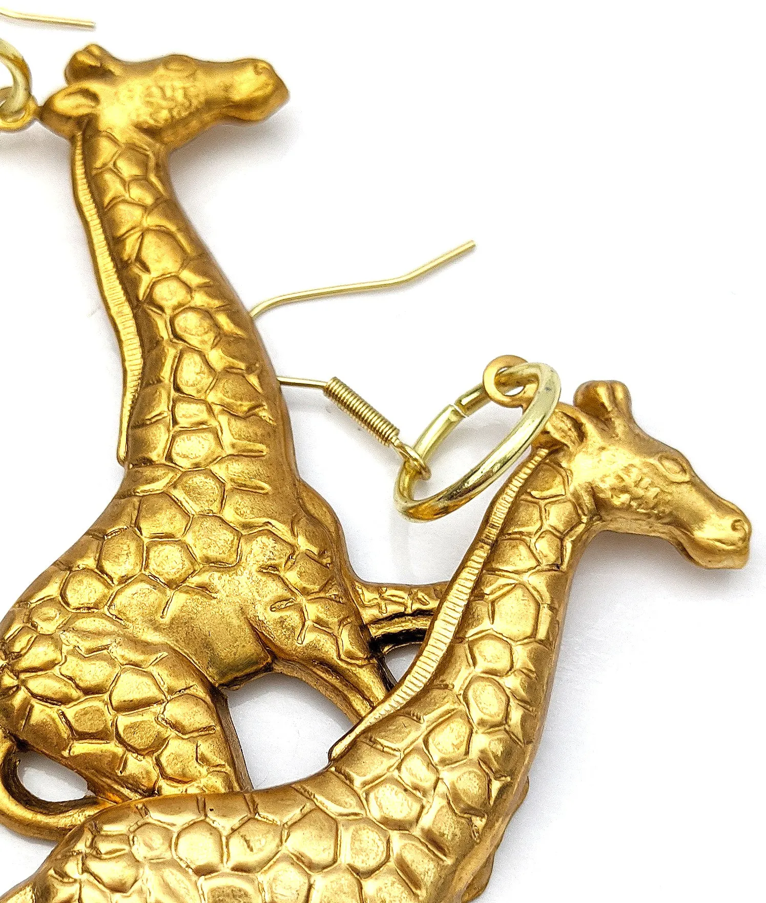 XL Gold-Plated Giraffe Earrings - Bold Fashion Statement - Designed by Award-Winning Artist Sugar Gay Isber