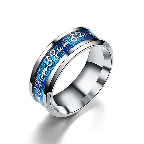 Yellow Chimes Love Signet Unique Carbon Fibre Titanium Steel Never Fading Couple Rings for Women and Men