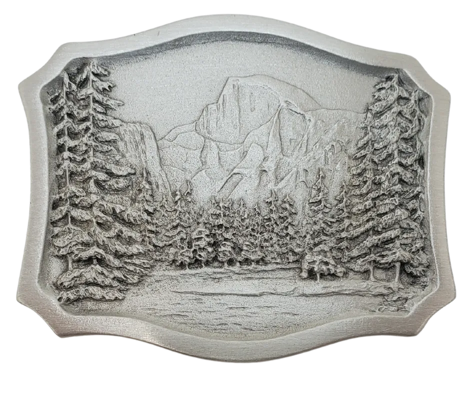 Yosemite Mountain Scene Pewter Belt Buckle
